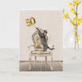 50e verjaardag van de ballonnen en de kat van de t kaart (Gele Bloem)