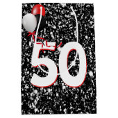 50e verjaardag van de ballonnen op zwarte glitter medium cadeauzakje (Voorkant)