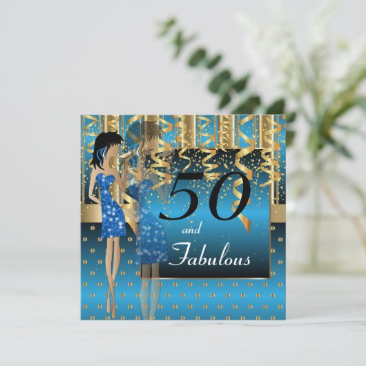 50e verjaardag van de Bazel-meisjespartij | Blauw  Kaart (Staand voorkant)