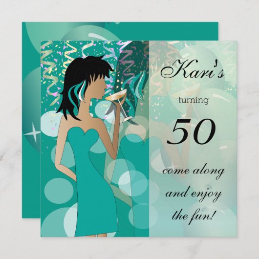 50e verjaardag van de Bazel-meisjespartij | Blauwg Kaart (Voorkant / Achterkant)