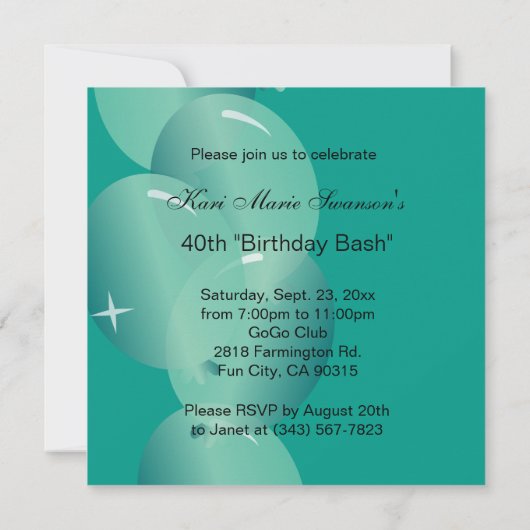 50e verjaardag van de Bazel-meisjespartij | Blauwg Kaart (Achterkant)