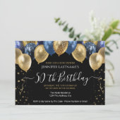 50e verjaardag van de Blauwe en de Gouden Uitnodig Kaart (Staand voorkant)