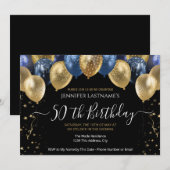 50e verjaardag van de Blauwe en de Gouden Uitnodig Kaart (Voorkant / Achterkant)