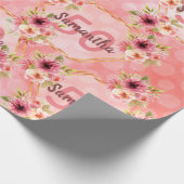 50e verjaardag van de bloem - roze bloemen naam cadeaupapier (Hoek)