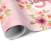 50e verjaardag van de bloem - roze bloemen naam cadeaupapier (Rol Hoek)