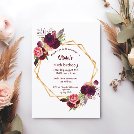 50e verjaardag van de bogundische bloemen gouden g kaart