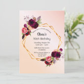 50e verjaardag van de bogundische bloemen roos gou kaart (Staand voorkant)