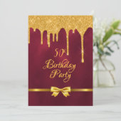 50e verjaardag van de bogundy gold boog drup kaart (Staand voorkant)