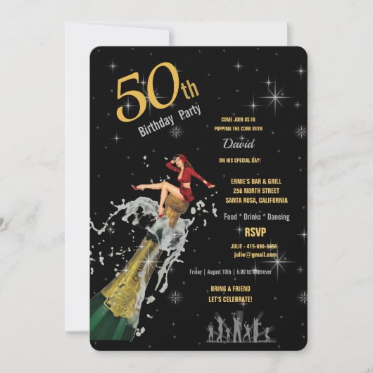 50e verjaardag van de Champagne Cork Inv Kaart (Voorkant)