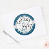 50e verjaardag van de Cheers tot vijftig jaar Ronde Sticker (Envelop)