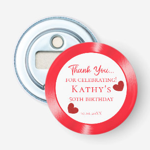 50e verjaardag van de Dag van de Hemel Dank u Rode Button Flesopener