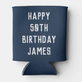 50e verjaardag van de Elegant Navy Blue Stylish Fa Blikjeskoeler (Voorkant)