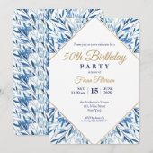 50e verjaardag van de Elegant-uitnodiging Kaart (Voorkant / Achterkant)
