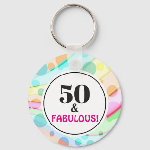 50e verjaardag van de Fabulous Colorful Rainbow Sleutelhanger