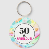 50e verjaardag van de Fabulous Colorful Rainbow Sleutelhanger (Achterkant)