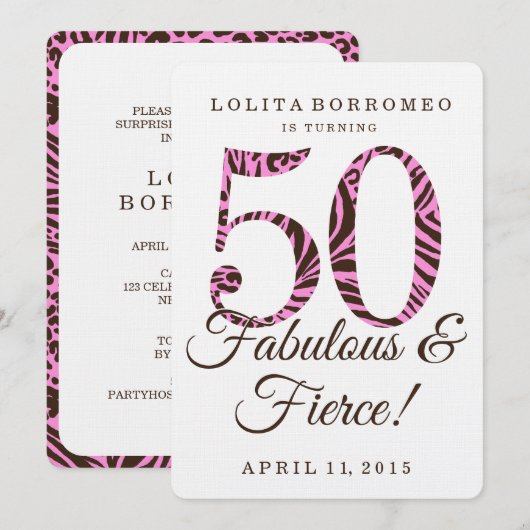 50e verjaardag van de Fabulous & Fierce Party Kaart (Voorkant / Achterkant)