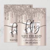 50e verjaardag van de feestdag sparen de datum briefkaart (Voorkant / Achterkant)