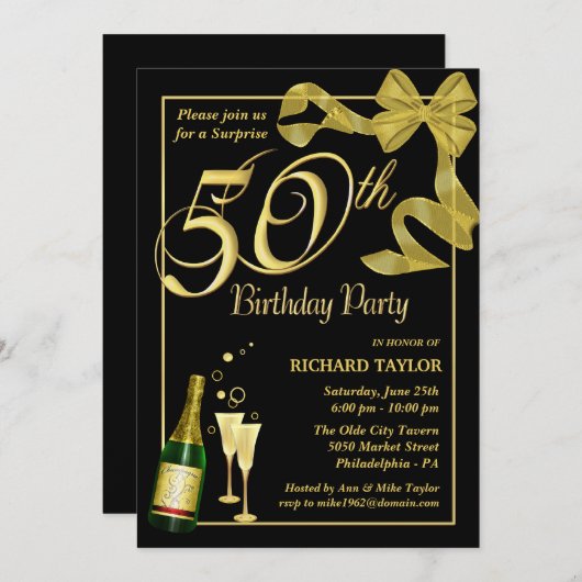 50e verjaardag van de feestdag - Uitnodigingen van (Voorkant / Achterkant)