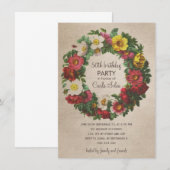 50e verjaardag van de  Floral Wreath voor vrouwen Kaart (Voorkant / Achterkant)