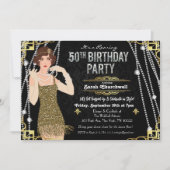 50e verjaardag van de Gatsby Flapper Girl Birthday Kaart (Voorkant)