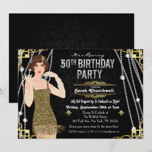 50e verjaardag van de Gatsby Flapper Girl Birthday Kaart