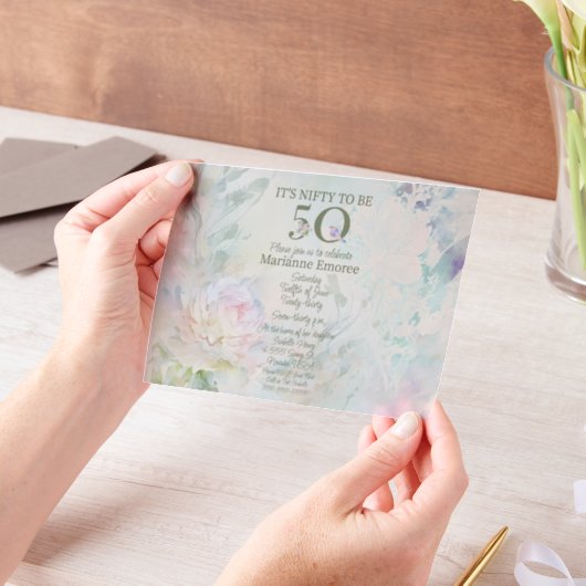 50e verjaardag van de geboorte vellum uitnodigingen (Draagbaar)