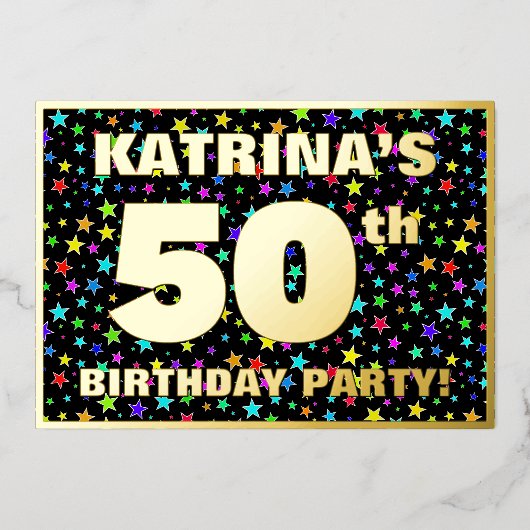 50e verjaardag van de gevechtsdag - Fun, kleurrijk Folie Uitnodiging (Voorkant)