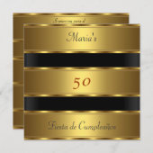 50e verjaardag van de Gouden Zwarte Cumpleaños Kaart (Voorkant / Achterkant)