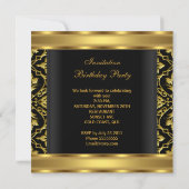 50e verjaardag van de gouden Zwarte Damask-uitnodi Kaart (Achterkant)
