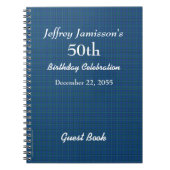 50e verjaardag van de Guest Book Blue Pset Notitieboek (Voorkant)