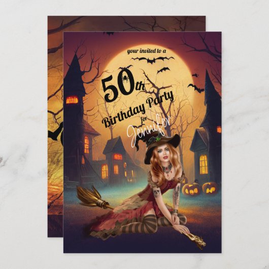 50e verjaardag van de Halloween-partij Kaart (Voorkant / Achterkant)