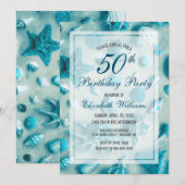 50e verjaardag van de kustzeeschildpad Turquoise Kaart (Voorkant / Achterkant)