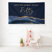 50e verjaardag van de legante marineblauw-goudblau spandoek (Insitu)