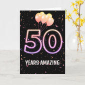 50e verjaardag van de luchtballonnen en Confetti Kaart (Gele Bloem)