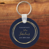 50e verjaardag van de marine Blue Gold Birthday Pa Sleutelhanger (Voorkant)