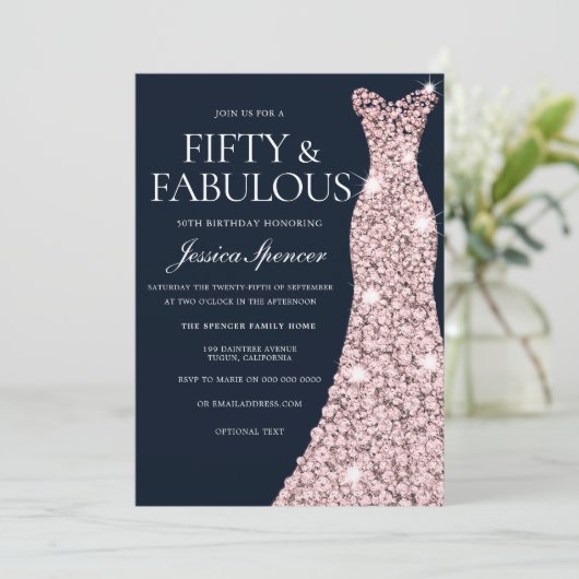 50e verjaardag van de marine en Roos Gold Sparkle  Kaart (Staand voorkant)