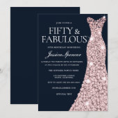 50e verjaardag van de marine en Roos Gold Sparkle  Kaart (Voorkant / Achterkant)