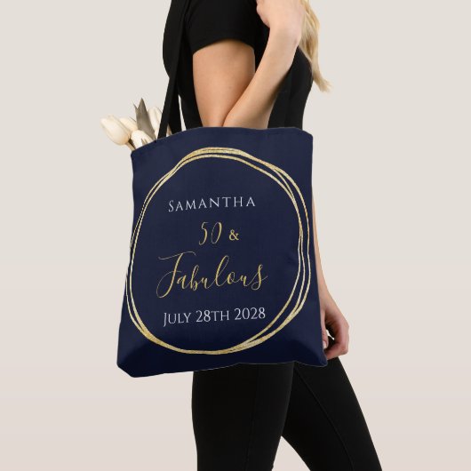 50e verjaardag van de marine Gold gepersonaliseerd Tote Bag (Dichtbij)