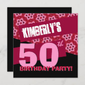 50e verjaardag van de Moderne Rode Zwarte Roze G32 Kaart (Voorkant / Achterkant)