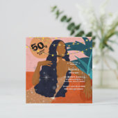 50e verjaardag van de mooie dame palm Leaves Inv Kaart (Staand voorkant)