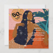 50e verjaardag van de mooie dame palm Leaves Inv Kaart (Voorkant)