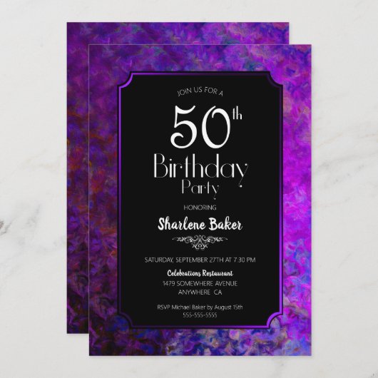 50e verjaardag van de Paarse en Zwarte Partij Kaart (Voorkant / Achterkant)
