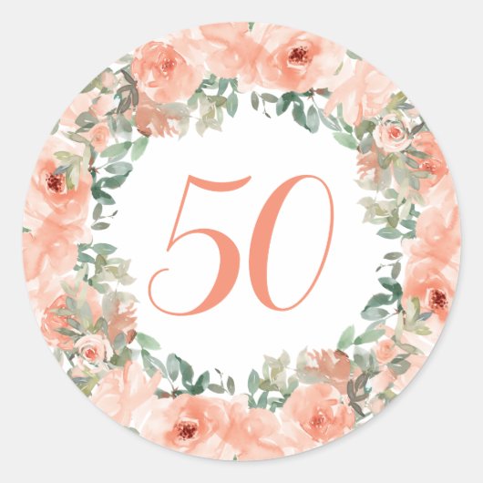 50e verjaardag van de Perzische bloem Ronde Sticker (Voorkant)