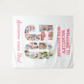 50e verjaardag van de roze foto Collage achtergron Wandkleed (Voorkant (horizontaal))