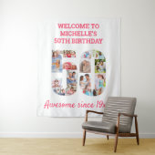 50e verjaardag van de roze foto Collage achtergron Wandkleed (In situ)