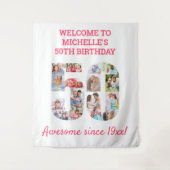 50e verjaardag van de roze foto Collage achtergron Wandkleed (Voorkant)