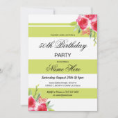 50e verjaardag van de Stripe Lime Green Rozen nodi Kaart (Voorkant)
