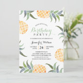 50e verjaardag van de tropische Waterverf ananas Kaart (Staand voorkant)