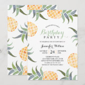 50e verjaardag van de tropische Waterverf ananas Kaart (Voorkant / Achterkant)