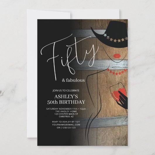 50e verjaardag van de uitnodiging aan de vrouw (Voorkant)